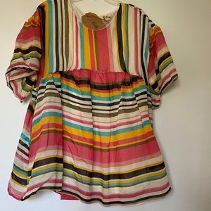 Fiesta inspired short sleeve multicolored top
